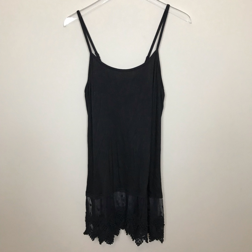Long Black Lace Edged Camisole
